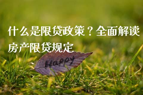 什么是限贷政策？全面解读房产限贷规定_https://cj004.lansai.wang_金融监管_第1张