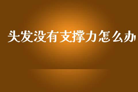 头发没有支撑力怎么办_https://cj004.lansai.wang_外汇交易_第1张