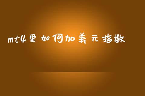 mt4里如何加美元指数_https://cj004.lansai.wang_外汇交易_第1张