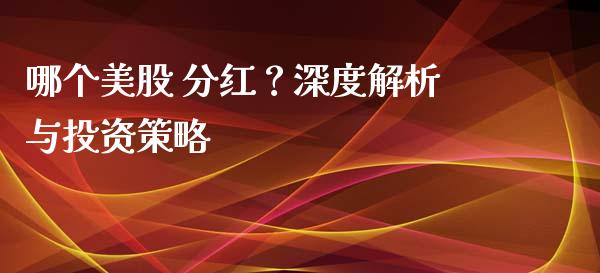 哪个美股 分红？深度解析与投资策略_https://cj004.lansai.wang_财经新闻_第1张
