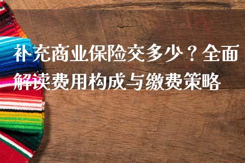 补充商业保险交多少？全面解读费用构成与缴费策略_https://cj004.lansai.wang_债券资讯_第1张