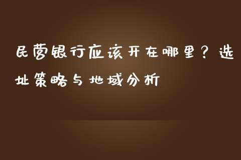 民营银行应该开在哪里？选址策略与地域分析_https://cj004.lansai.wang_债券资讯_第1张