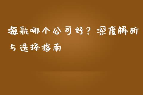 海航哪个公司好？深度解析与选择指南_https://cj004.lansai.wang_全球市场_第1张