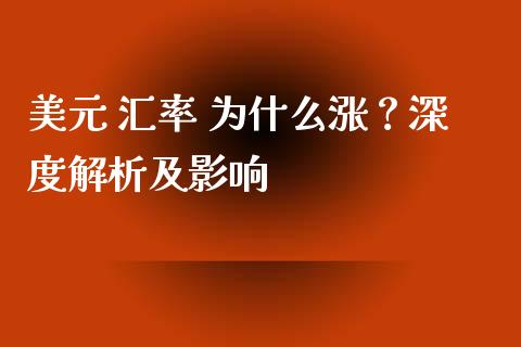 美元 汇率 为什么涨？深度解析及影响_https://cj004.lansai.wang_外汇交易_第1张