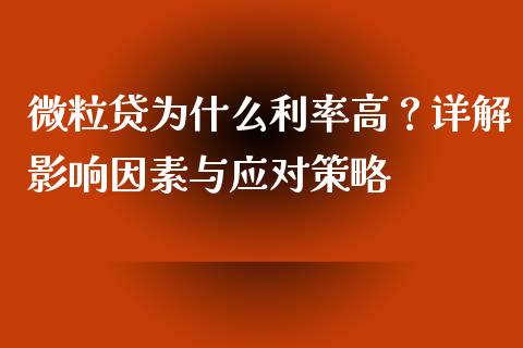微粒贷为什么利率高？详解影响因素与应对策略_https://cj004.lansai.wang_金融监管_第1张