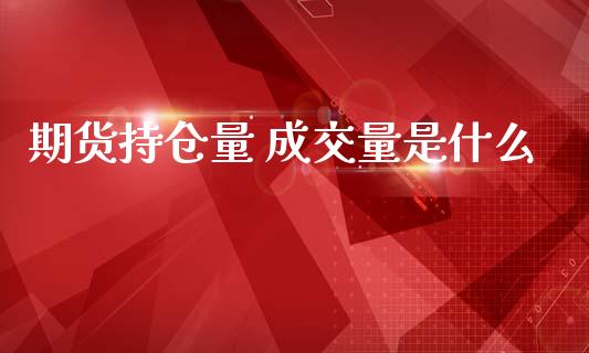 期货持仓量 成交量是什么_https://cj004.lansai.wang_金融监管_第1张