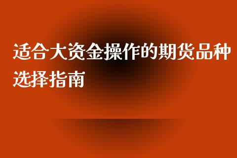 适合大资金操作的期货品种选择指南_https://cj004.lansai.wang_期货开户_第1张