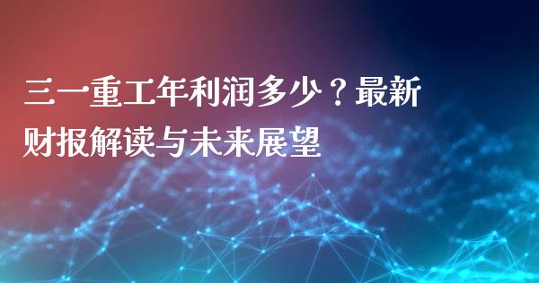 三一重工年利润多少？最新财报解读与未来展望_https://cj004.lansai.wang_外汇交易_第1张
