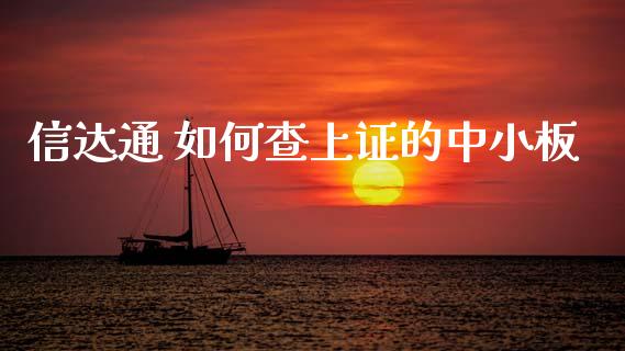 信达通 如何查上证的中小板_https://cj004.lansai.wang_期货开户_第1张